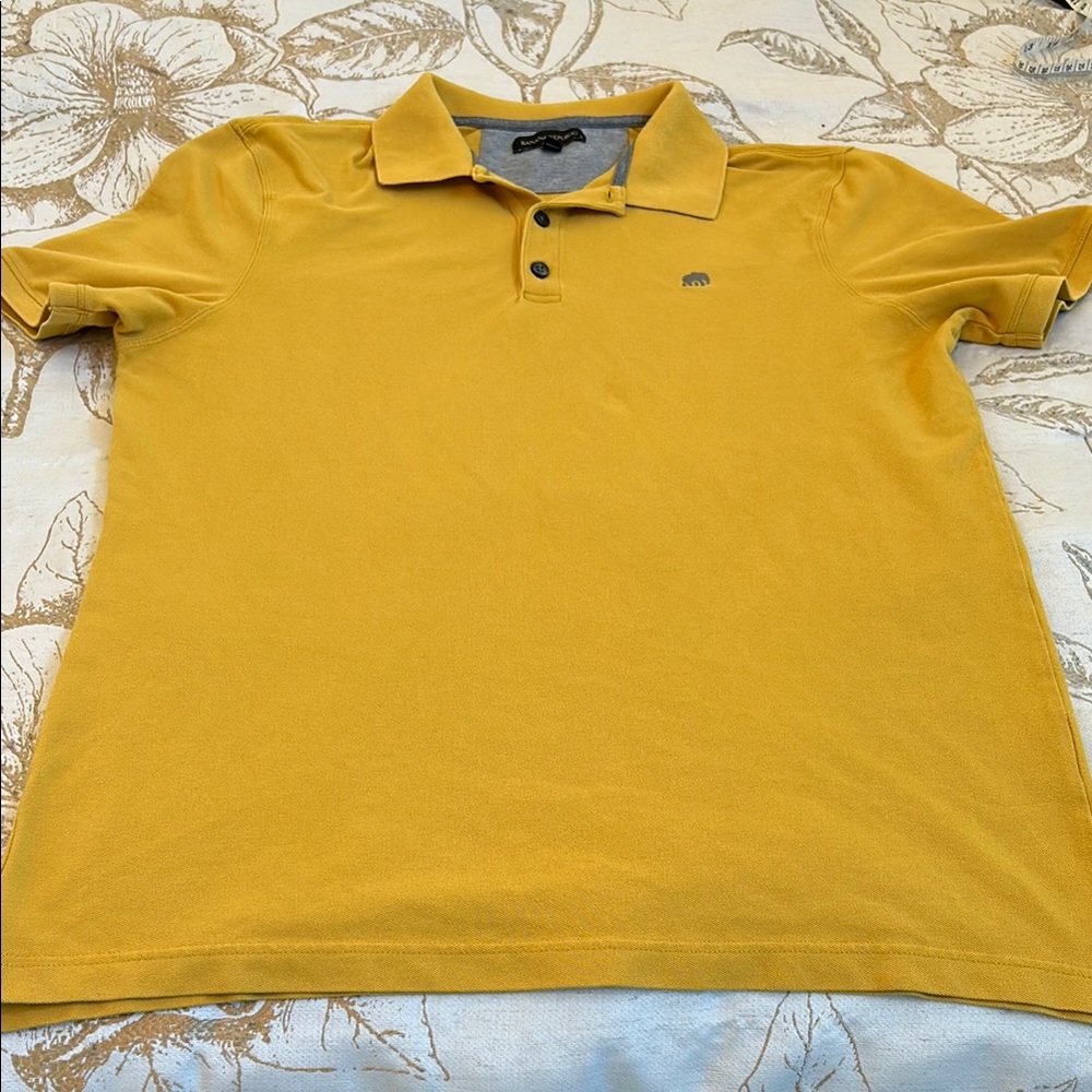 Banana Republic Men's Pique Polo Shirt Mustard Yellow Elephant Logo Size L